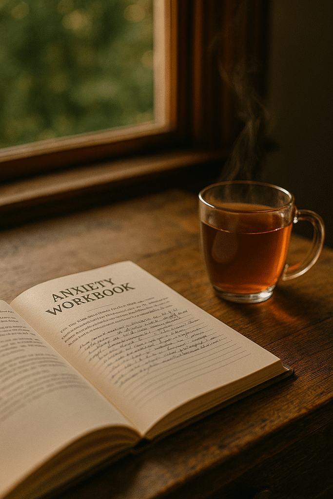 Workbook and tea support anxiety healing