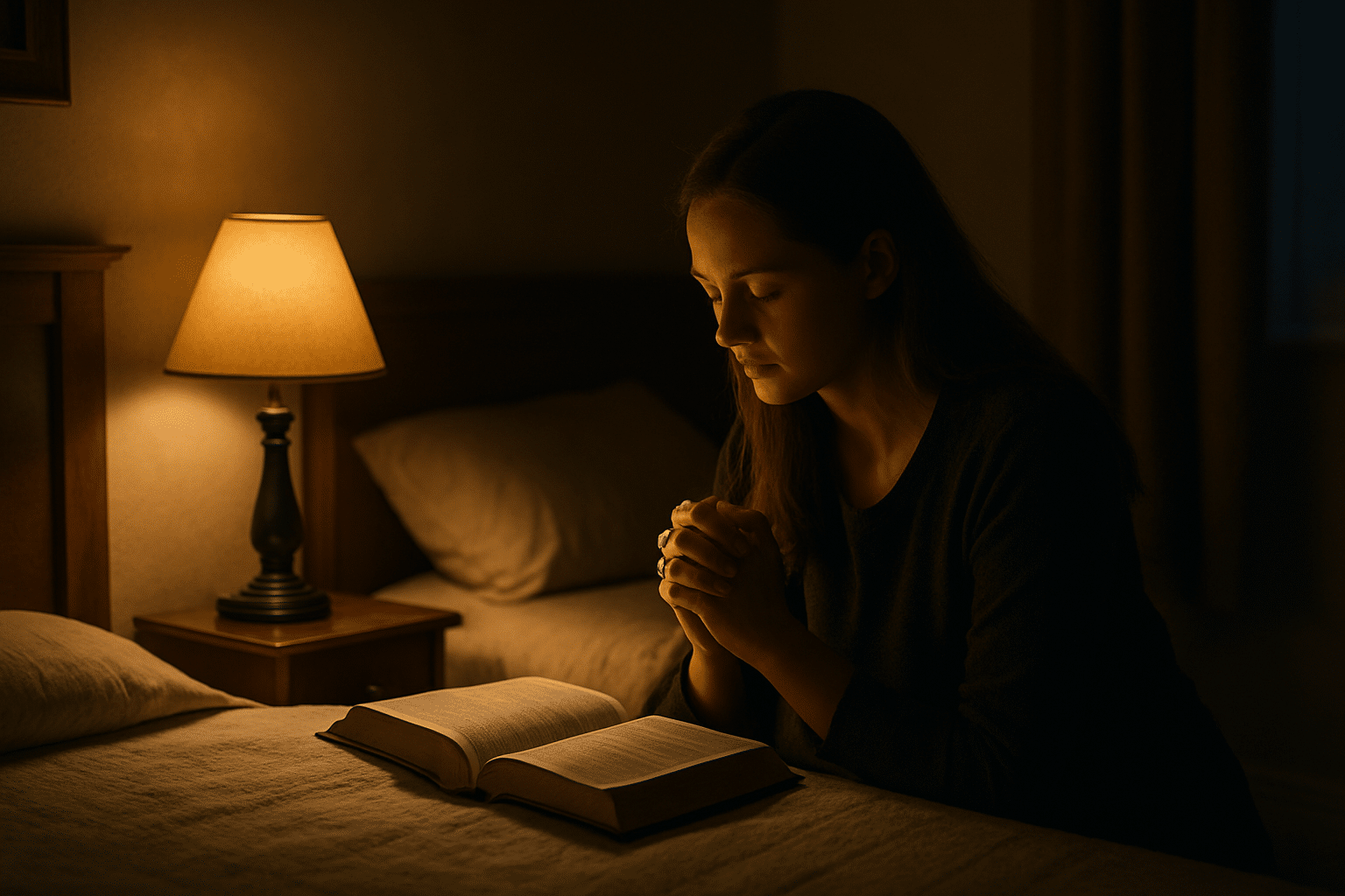 Scriptures easing future worries guide nightly rest.