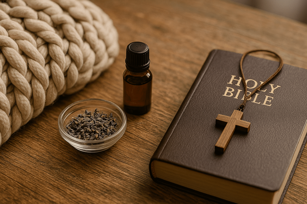 Products that help calm your nervous system such as weighted blankets and essential oils