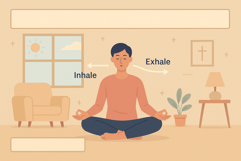 Deep breathing exercises guide illustration for calmer living