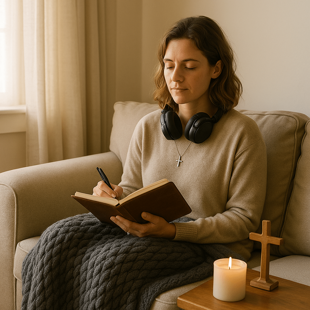 highly sensitive person using calm tools at home