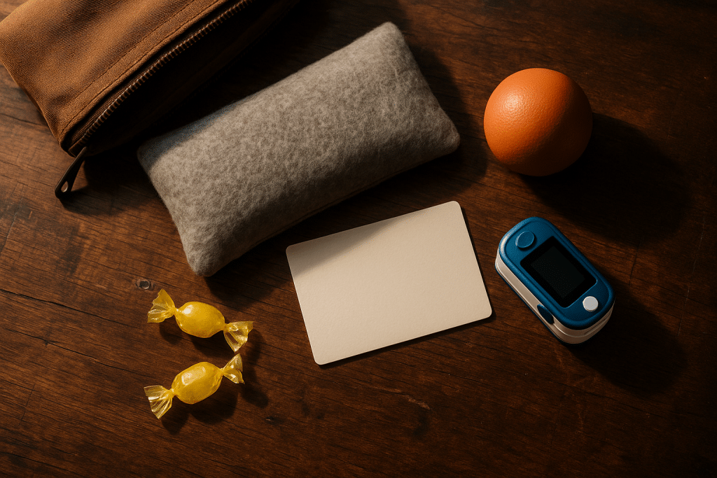 A well‑stocked toolkit helps you practise how to stop a panic attack without medication wherever you are.