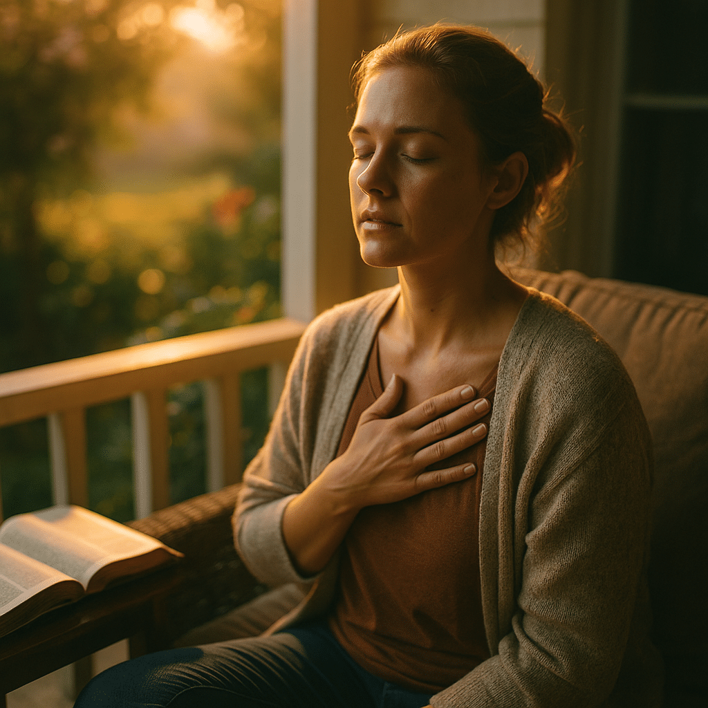 Slowing breath to regulate your nervous system during morning prayer.