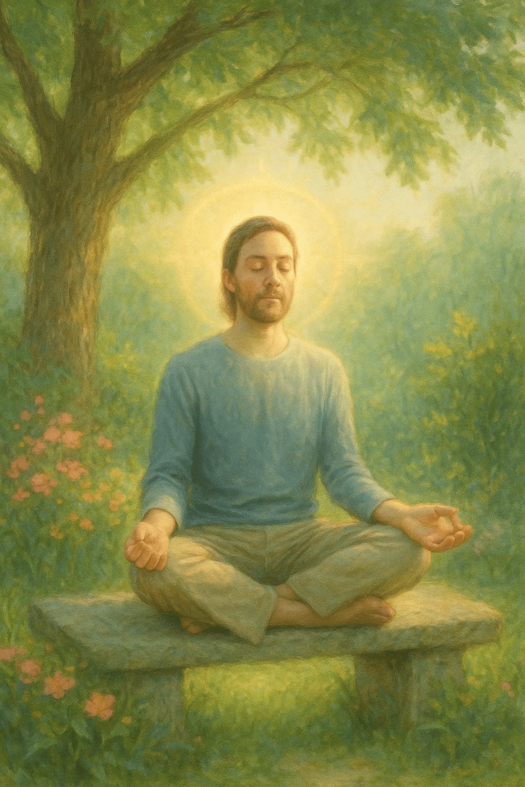 Woman practicing meditation for anxiety in a quiet garden