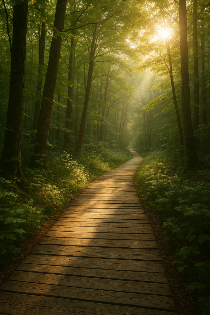 sensory overload calm path in forest