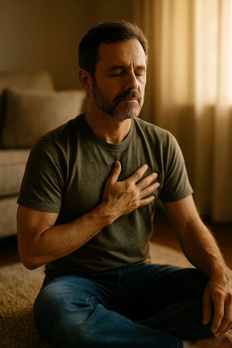 Breathing exercise demonstrates vagus nerve stimulation techniques for calm