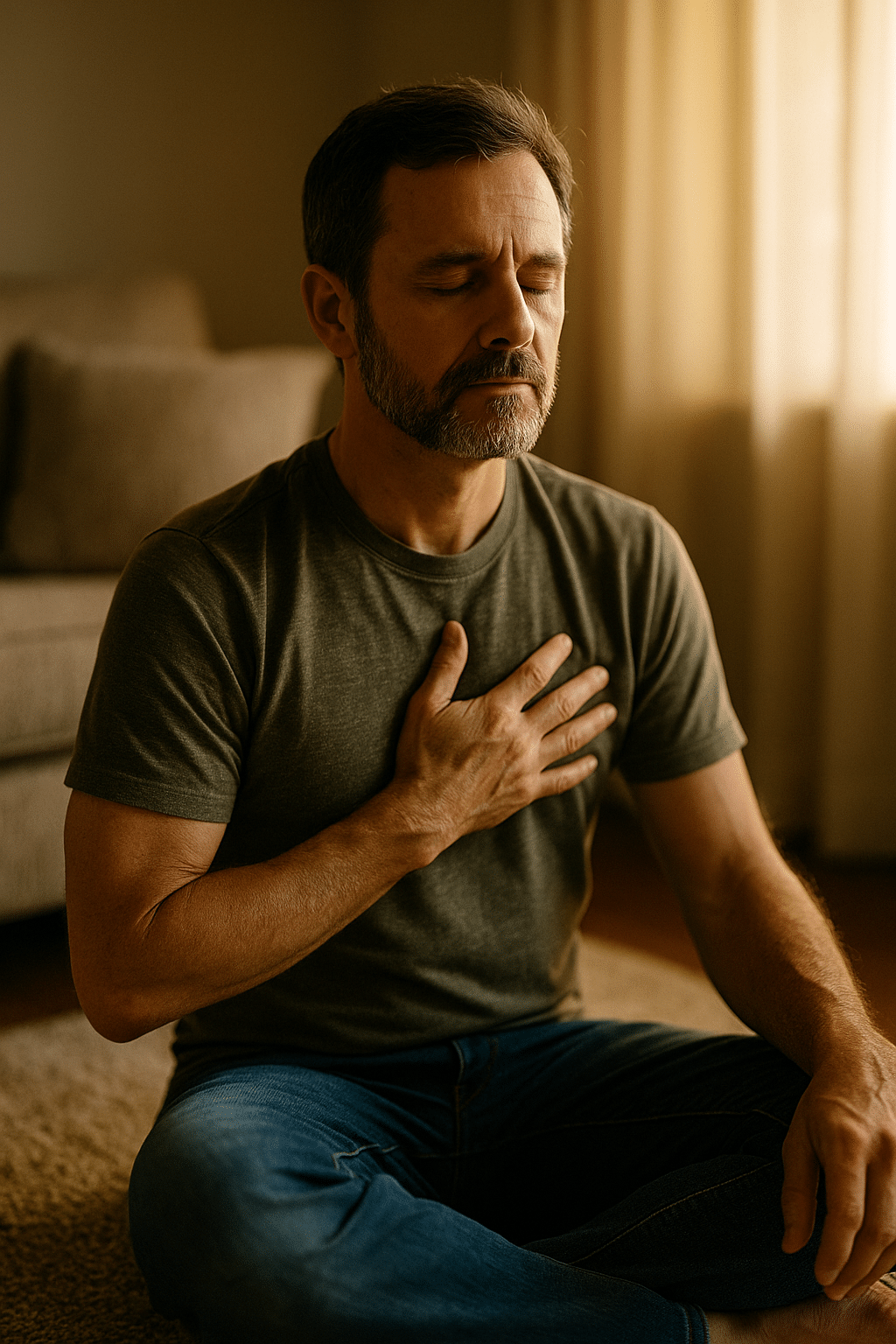 Breathing exercise demonstrates vagus nerve stimulation techniques for calm