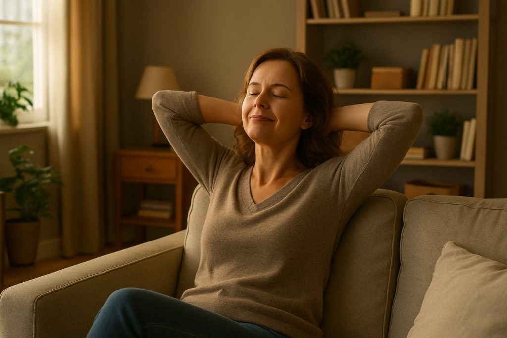 Relaxation After Decluttering: A Peaceful Moment in an Organized Home