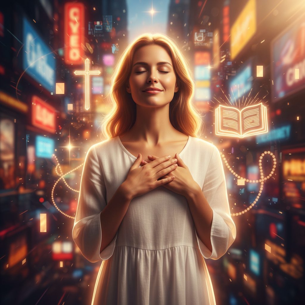 Finding Calm from Sensory Overload Through Biblical Mindfulness sensory overload and faith‑based mindfulness - A serene woman finds calm from sensory overload and faith-based mindfulness th