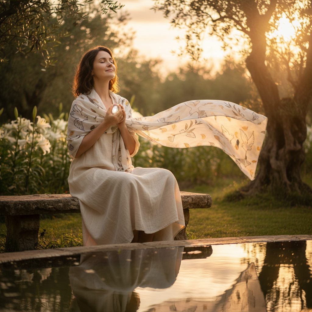 A woman finding spiritual peace, illustrating how faith can be integrated into managing panic attack symptoms and calming ...