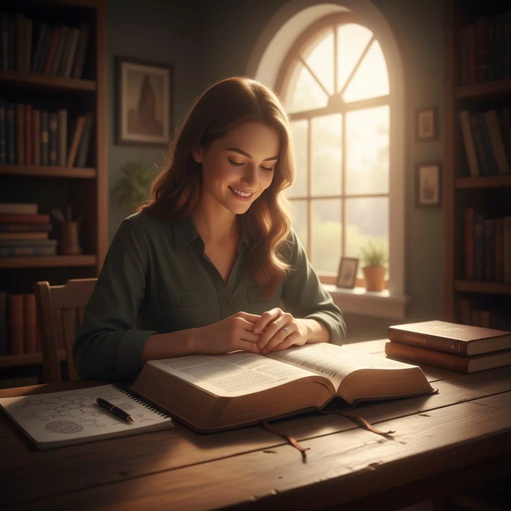 A person studying their Bible in a quiet, reflective setting, representing the core relationship at the heart of christian...