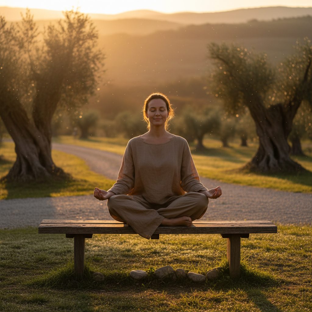 A person finds spiritual connection through simple deep breathing exercises you can do anywhere, sitting peacefully outdoors.