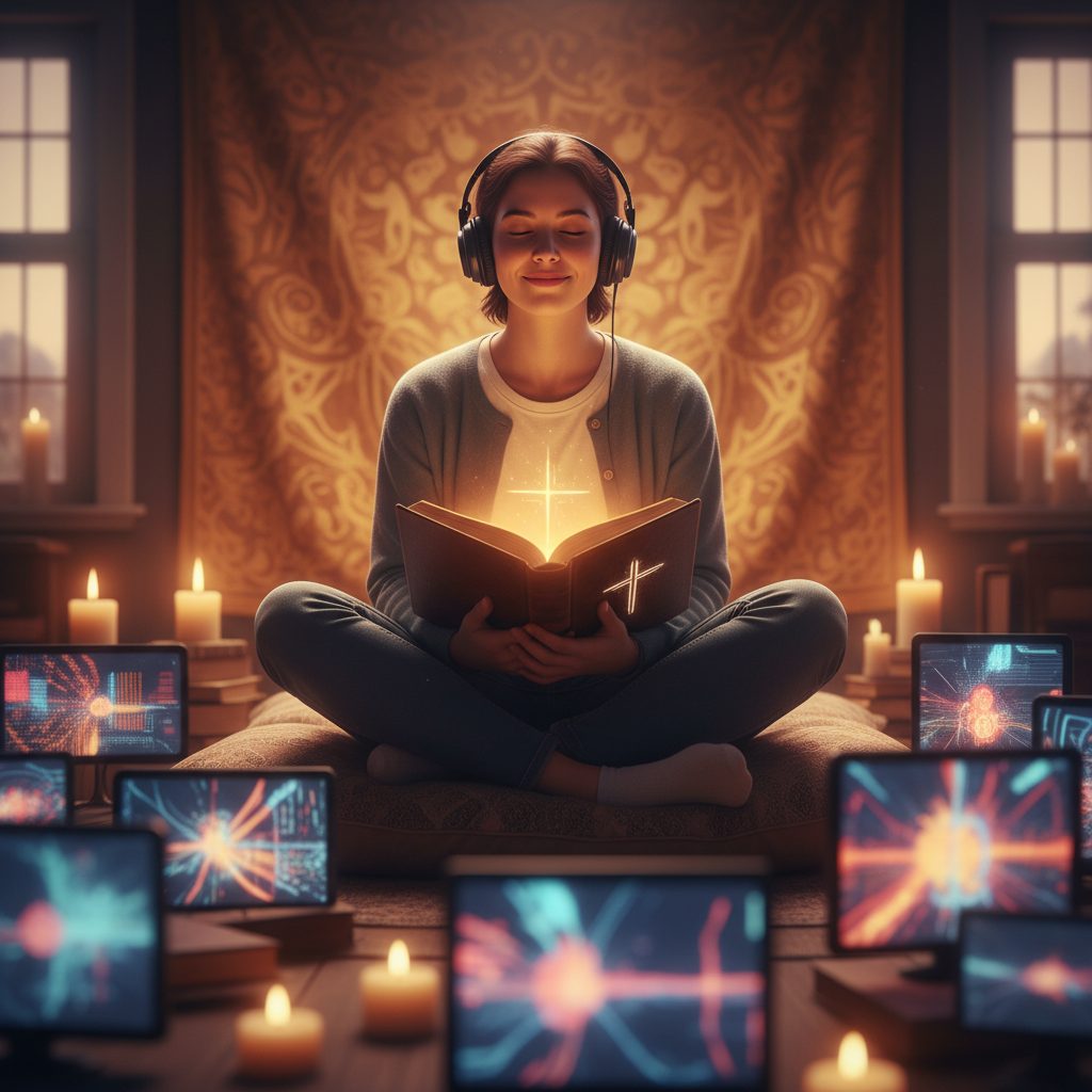 How Faith-Based Mindfulness Can Help You Find God’s Stillness in a World of Sensory Overload sensory overload and faith‑based mindfulness - A person finds peace from sensory overload and faith-based mindfulness, sittin