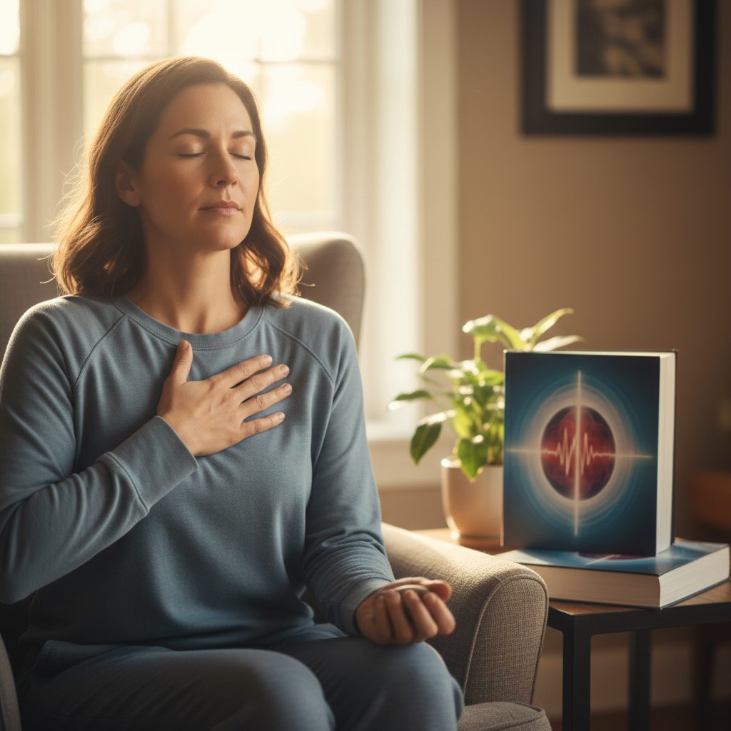 panic attack what to do in the moment - A person learning what to do in the moment of a panic attack by using a grounding tec