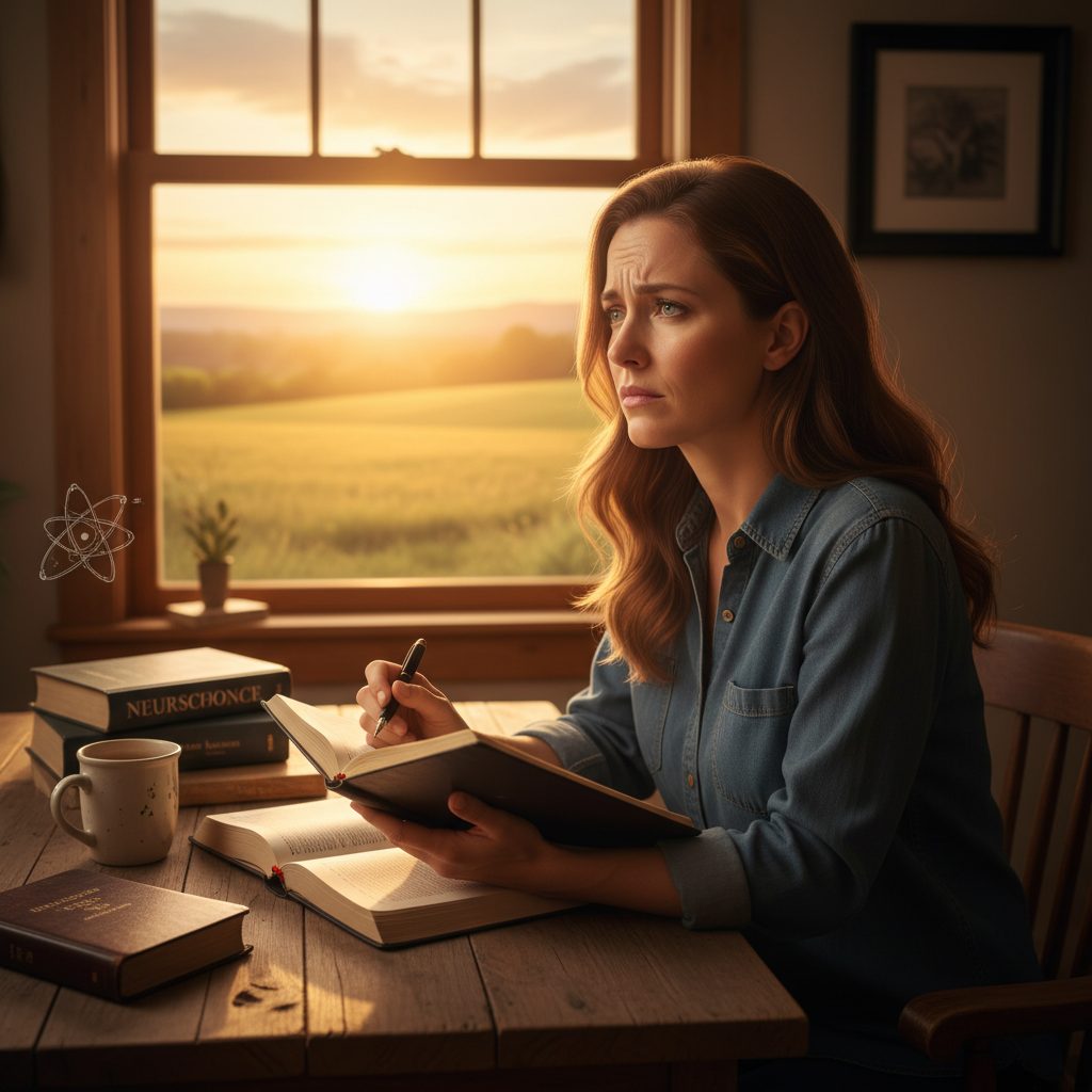 Winning the War in Your Mind with Mindfulness Journaling A woman with a troubled expression, showing the struggle of how to stop overthinking with mindfulness journaling before fi...