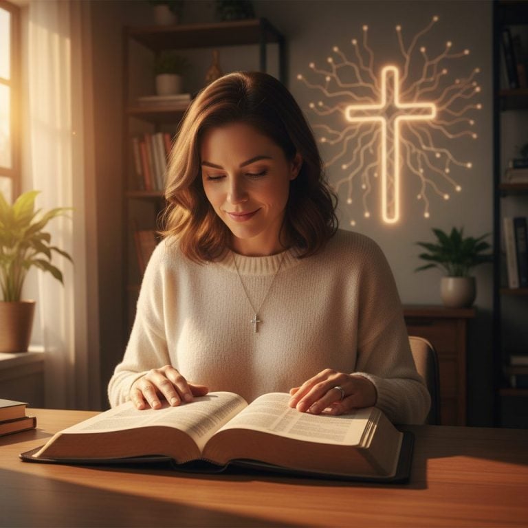 Woman studying her Bible to understand her identity in Christ, a key part of a practical christian philosophy for modern l...
