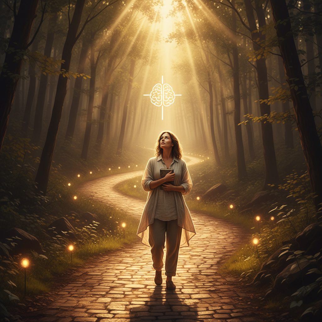 A Christian’s Path to Recovery: Nervous Breakdown Stories of Survival and Healing A person finds a path of light, illustrating one of the many nervous breakdown stories of survival and healing for Christi...