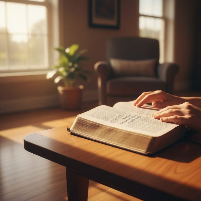 A person finds peace and hope while reading a bible anxiety scripture in a quiet, sunlit room.