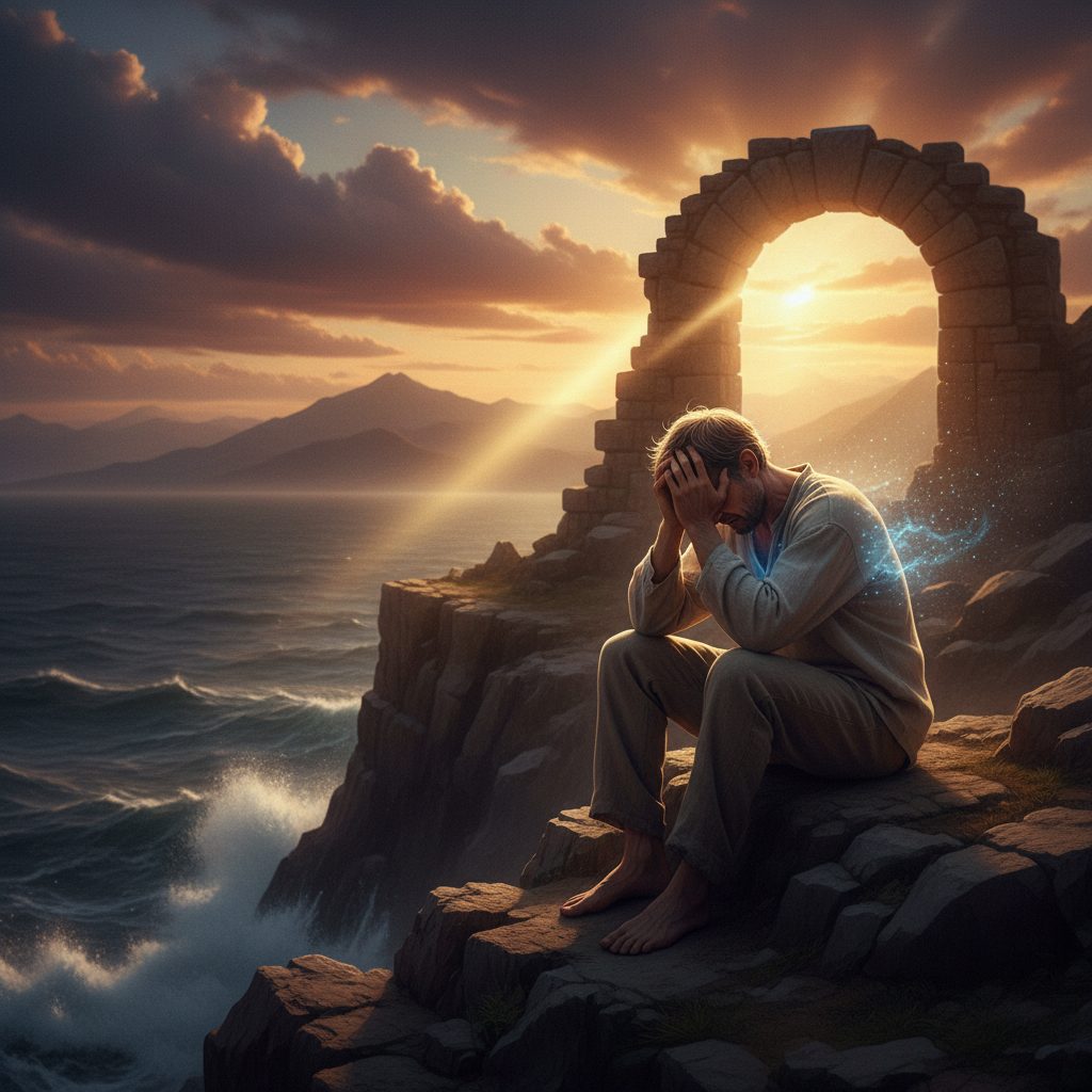 nervous breakdown what it feels like physically - A man experiencing spiritual exhaustion, showing what a nervous breakdown f