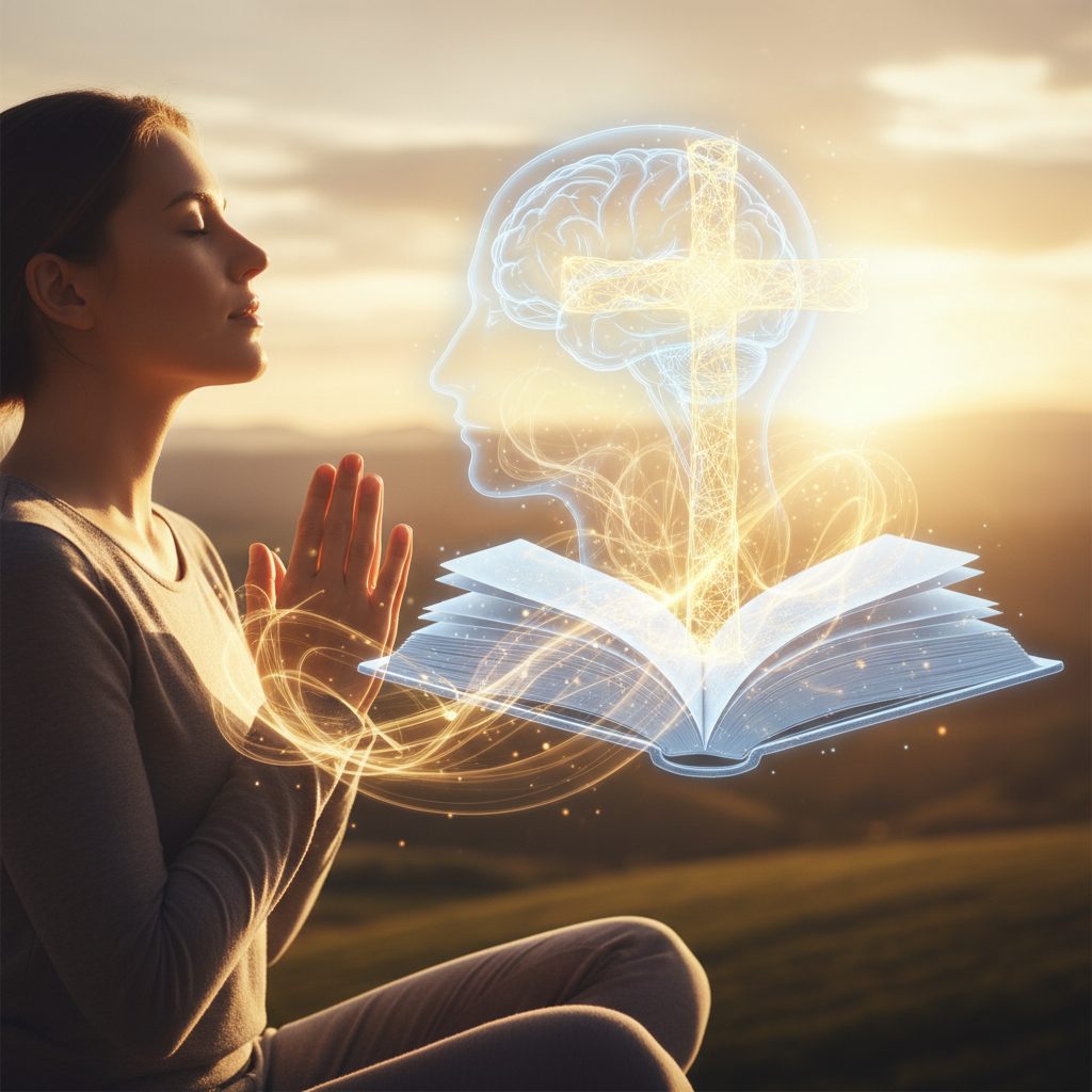 A visual representation of how to stop a panic attack through faith and prayer by understanding the connection between bod...