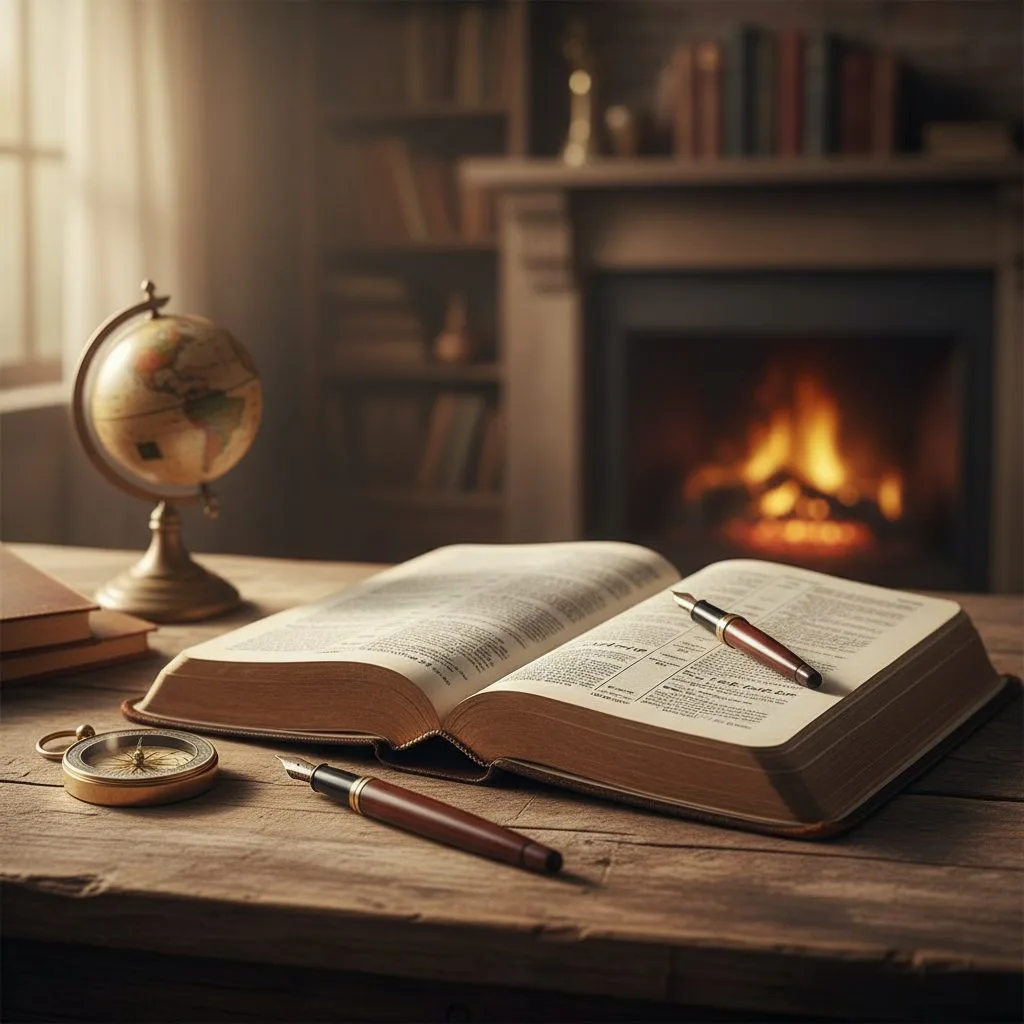 An open bible on a wooden table, symbolizing the start of a journey to understand the core christianity beliefs.