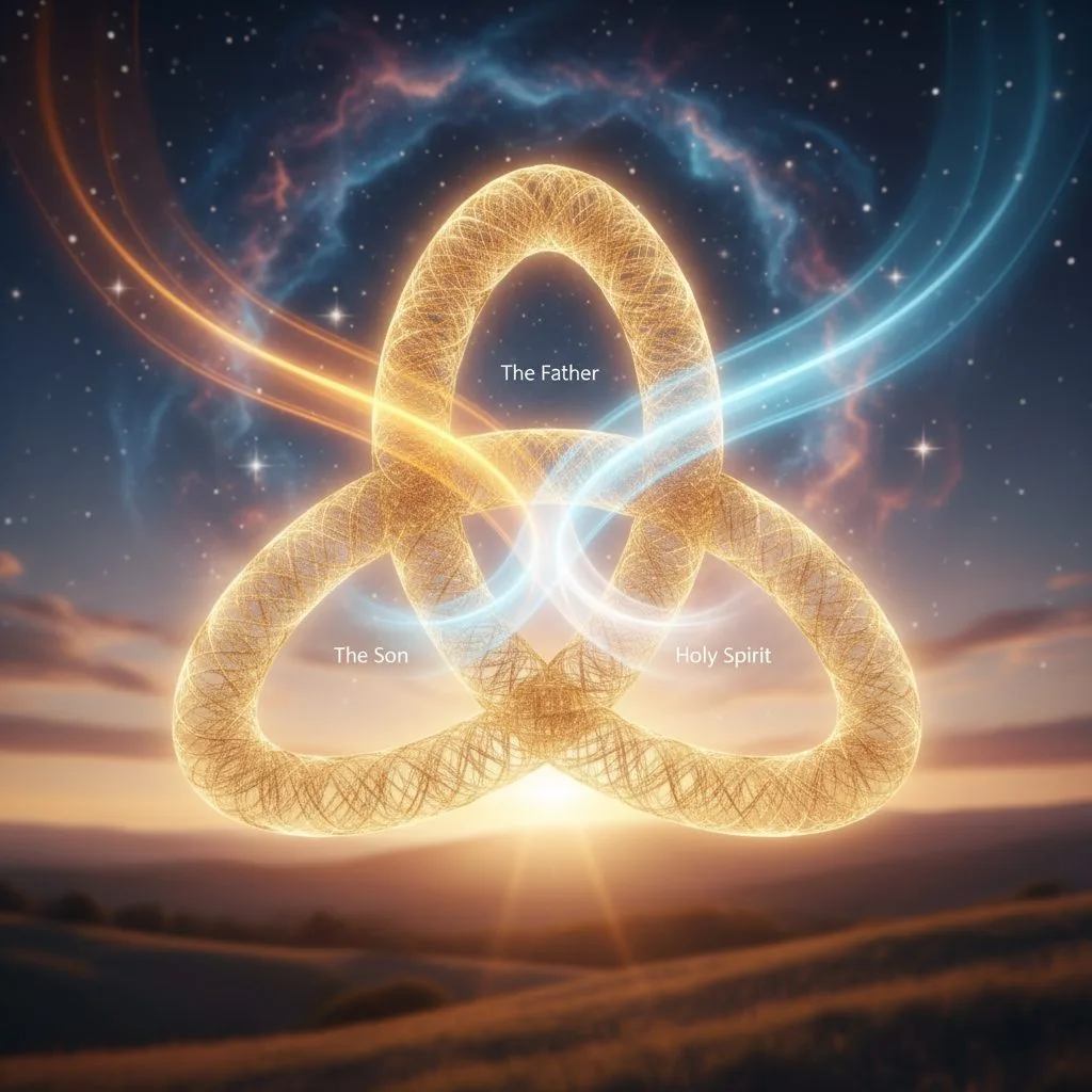 A triquetra symbol illustrating the core christianity beliefs of the Holy Trinity: the Father, Son, and Holy Spirit as one...