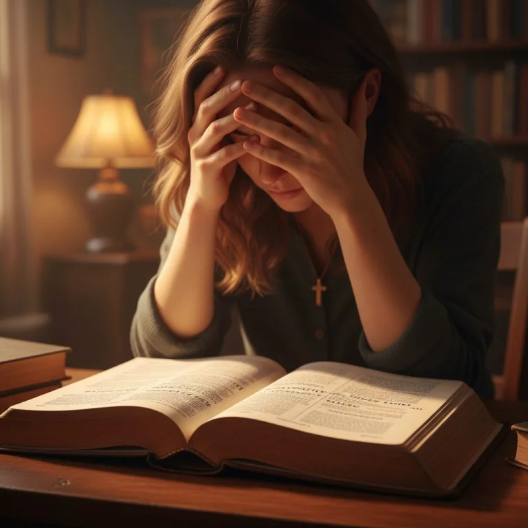 worries bible - A distressed woman finds comfort from her worries in the bible, seeking God's guidance during an overwhelming
