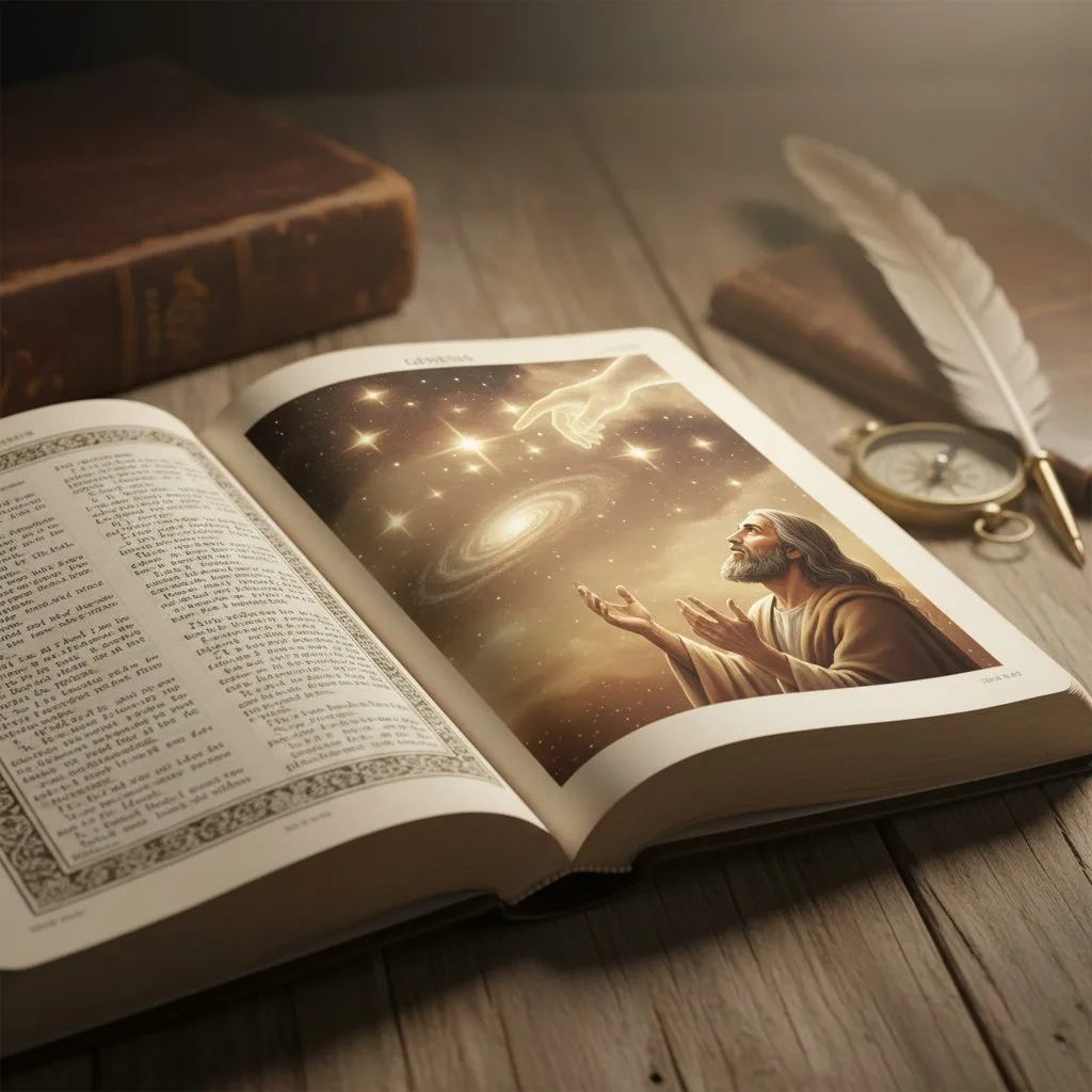 The Biblical Definition of Faith Found in Hebrews 11:1 An illustration of Abraham looking up at the stars, a story showing where faith is in the bible through God's promise to him.