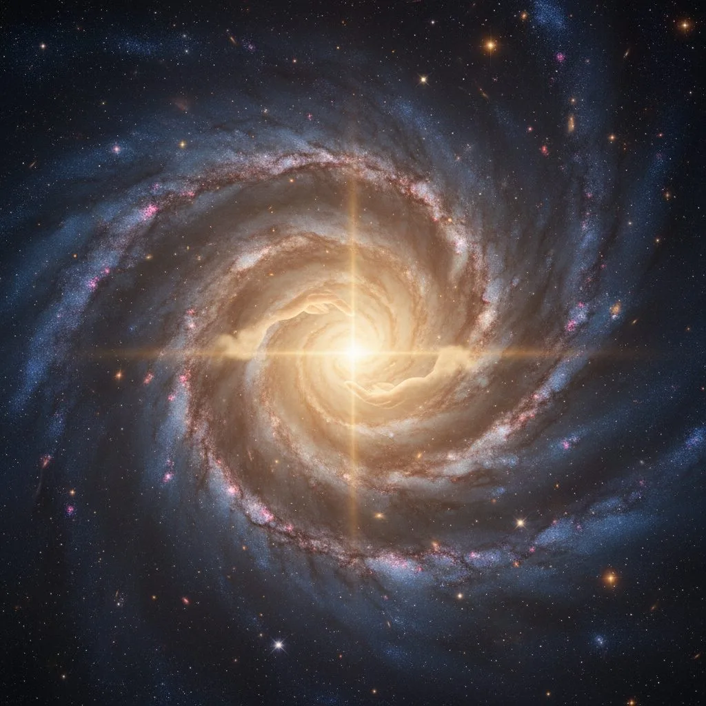 God The Father: The Divine Creator in Christianity A majestic image of a swirling galaxy, representing the creative power in Christianity and God the Father.