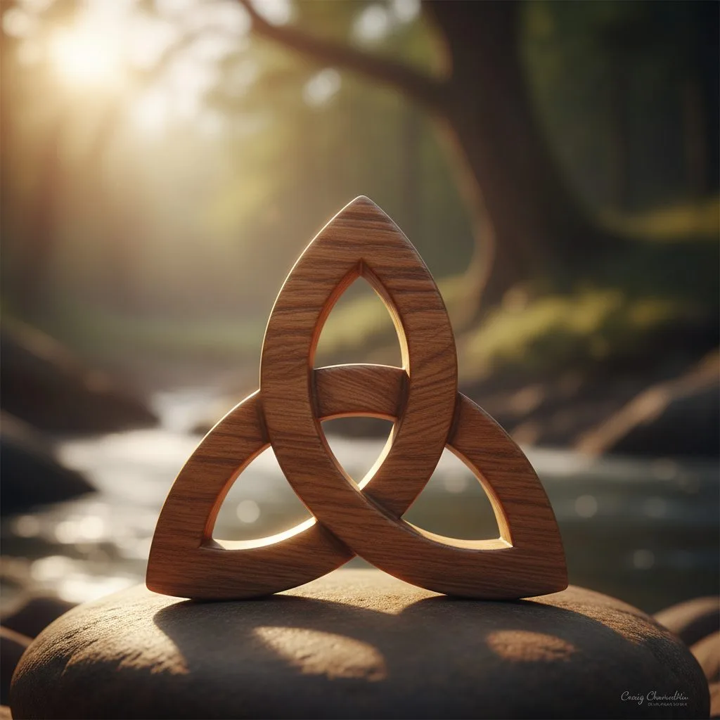 Visualizing the Trinity: The Nature of God in Christianity A triquetra symbol representing the concept of the Trinity in christianity and god's nature as three persons in one being.
