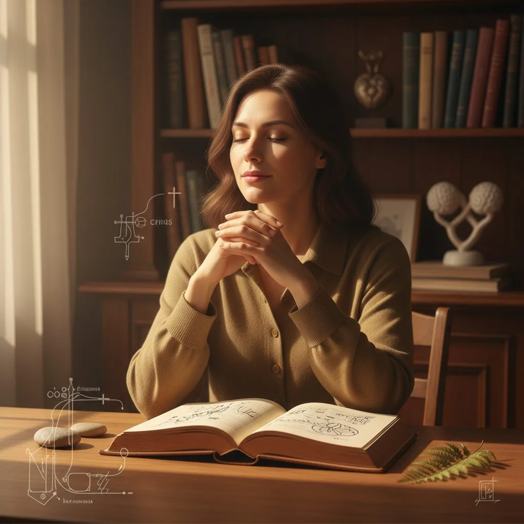 A Christian Prayer Guide on How to Talk to God When Words Fail A woman sits in quiet contemplation, learning how to pray god even when she feels lost for words or unsure of what to say.