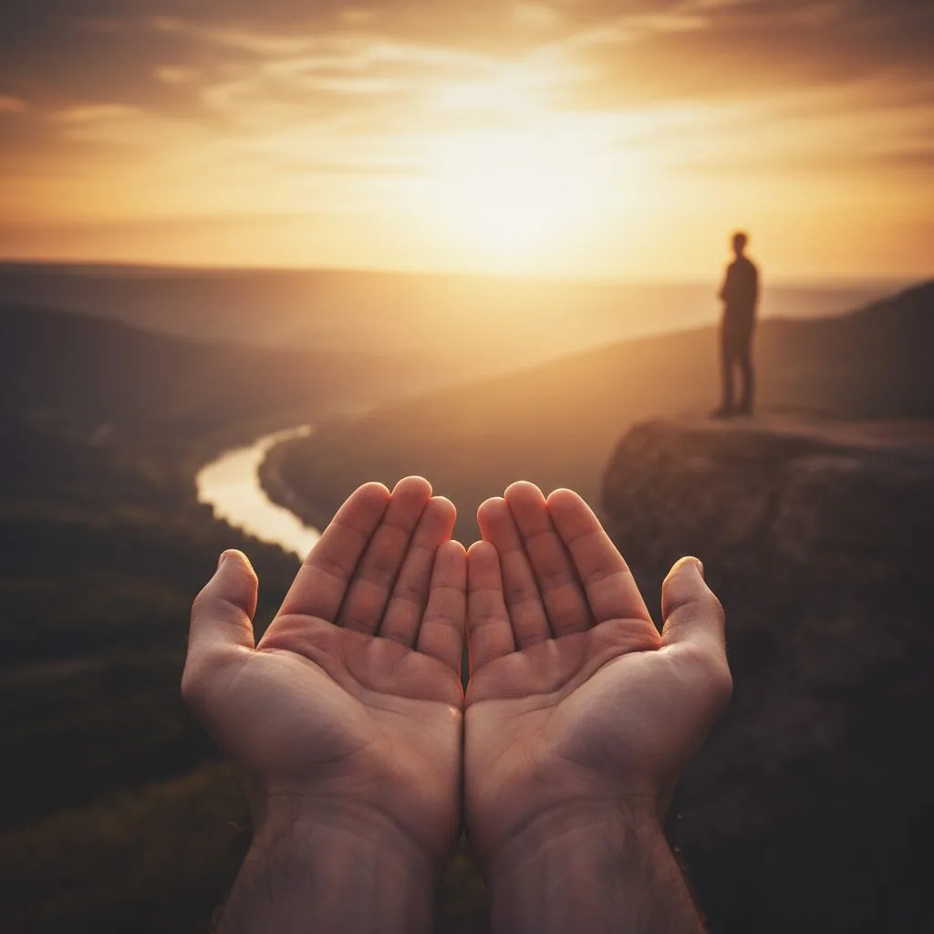 Actively Receiving the God-Given Gift of Faith A person's hands open to the sky, illustrating the truth that faith is from God and must be actively received to be experi...