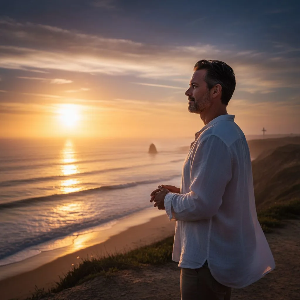 Finding Peace in Knowing God Is in Control Person watching a sunrise over a calm ocean, symbolizing the peace that comes from knowing God is in control of every new ...