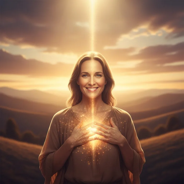 A symbolic image of a divine spark of light touching a person's heart, illustrating the concept that faith is from God.