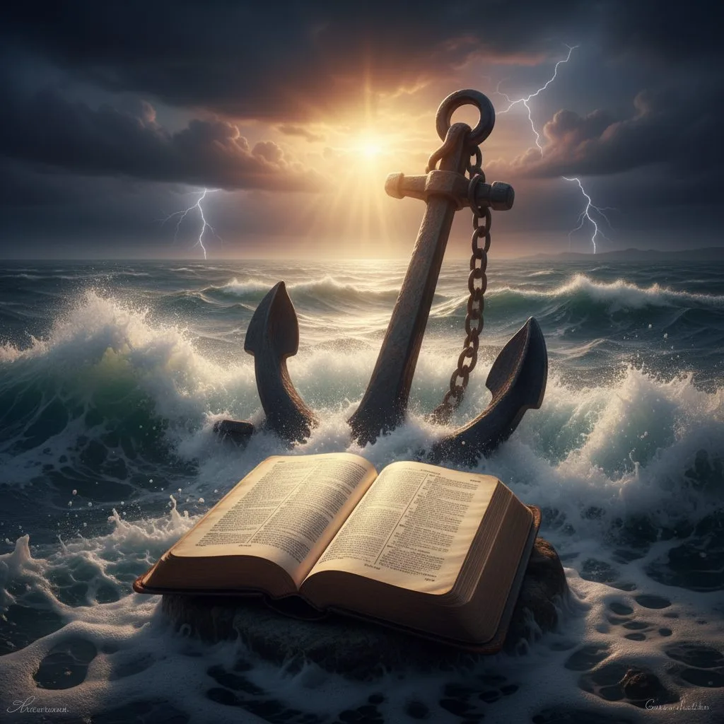 Your Anchor in the Storm: Relying on Bible Verses About Faith An anchor holding firm in a stormy sea, illustrating how faith and prayer bible verses provide stability and hope.