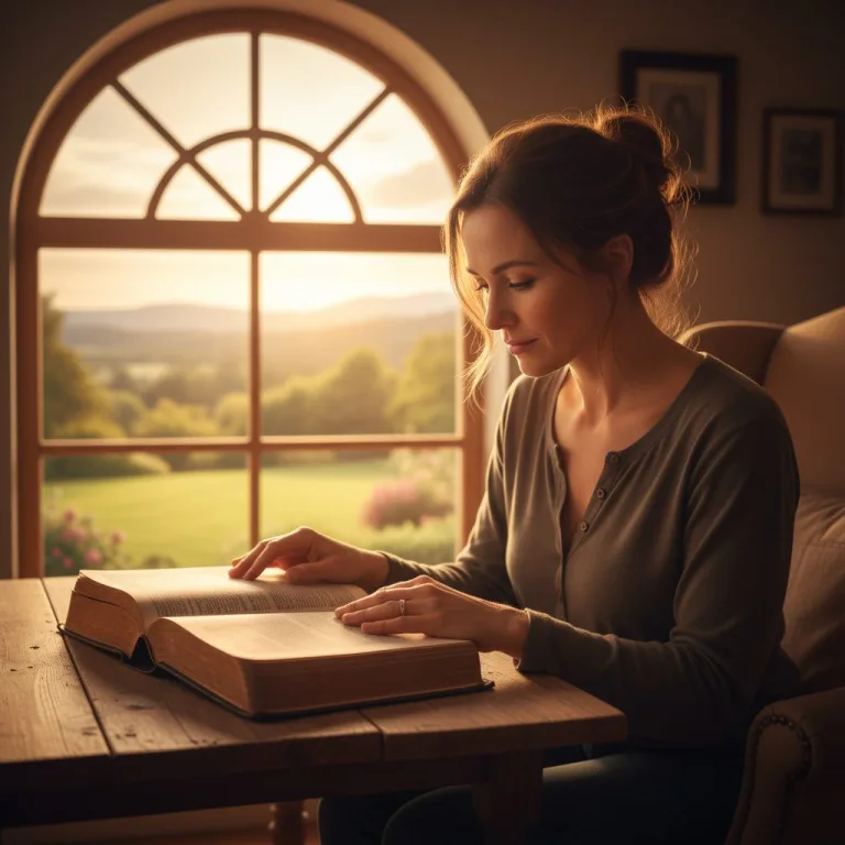 A woman finds comfort from her struggles with anxiety in the bible, as she sits by a window and reads comforting scriptures.