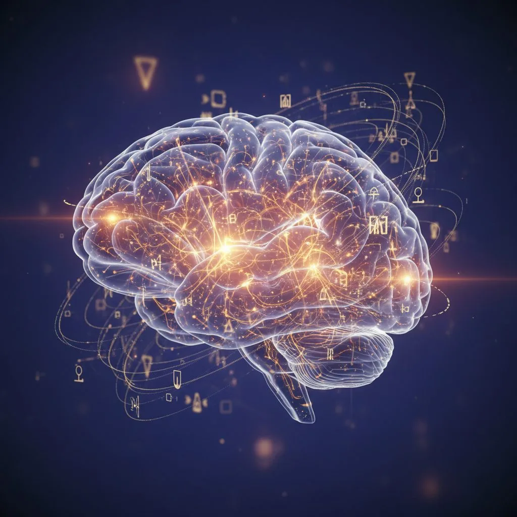 Conceptual image illustrating the brain's response to having god in faith, showing neural pathways activated by trust and ...