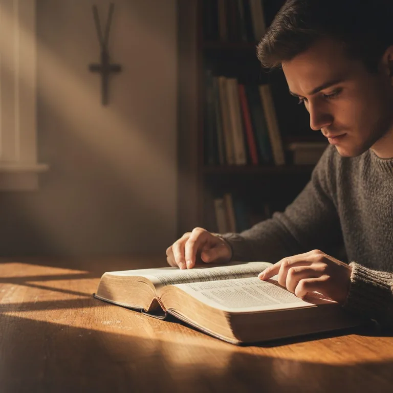 A person finding bible help by reading the scriptures during a time of deep questioning and personal reflection.