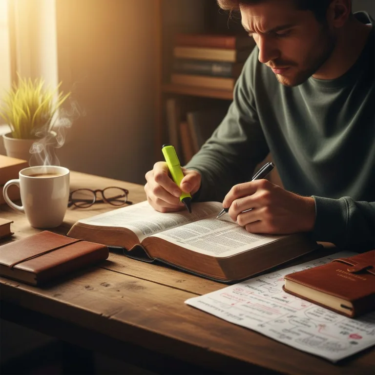 A person diligently studying their Bible to understand maturity scripture and begin their journey of spiritual growth.