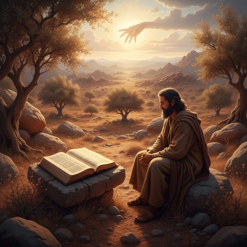 The prophet Elijah sitting alone in the wilderness, a powerful story about overcoming anxiety in the bible.