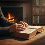 god and bible - A person's hands resting on an open book, representing the quest to understand God and the Bible through dedi