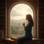 A thoughtful woman looking out a window, representing the struggle of maintaining faith and God when feeling distant.