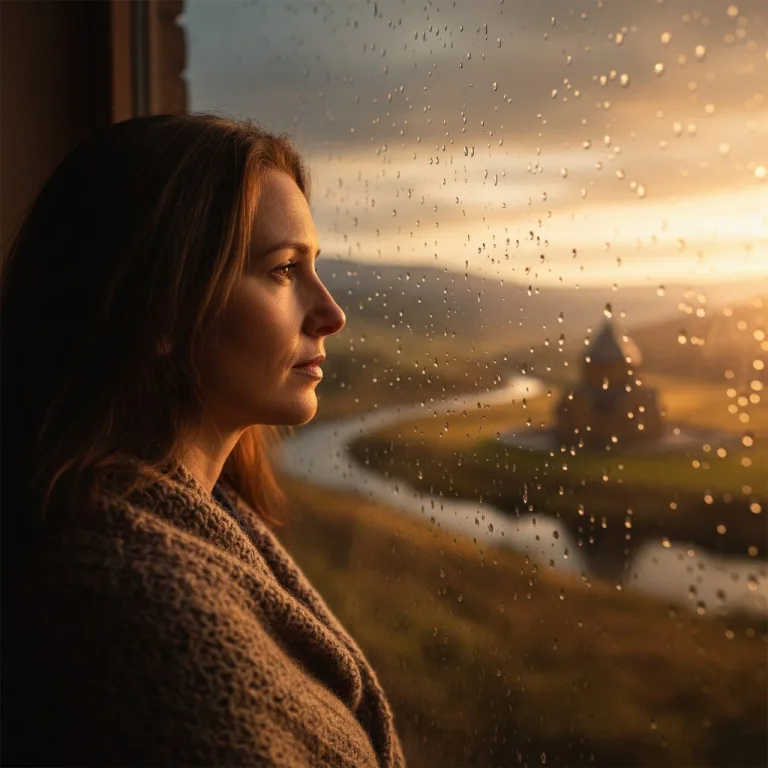 A contemplative woman looking out a rain-streaked window, reflecting on how to strengthen your faith when feeling spiritua...
