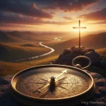 A compass pointing towards a glowing cross, illustrating the direction of a truly christ centered life.