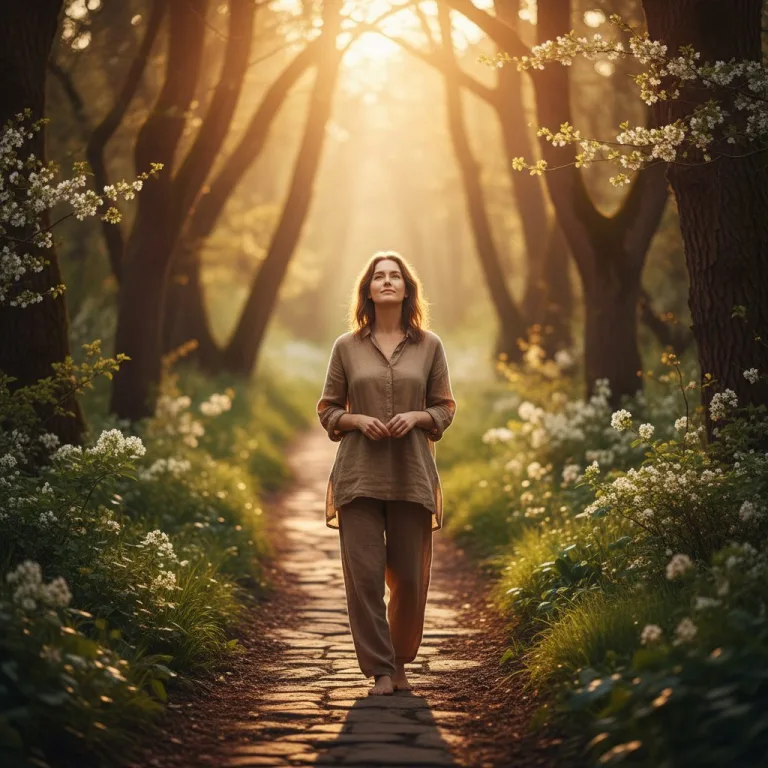 A hopeful person stands at the beginning of a path, representing the start of a transformative life with Christ.